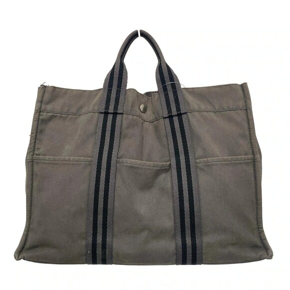 Auth HERMES Fourre Tout Tote PM - Dark Gray Black Canvas None Tote Bag - Picture 1 of 10